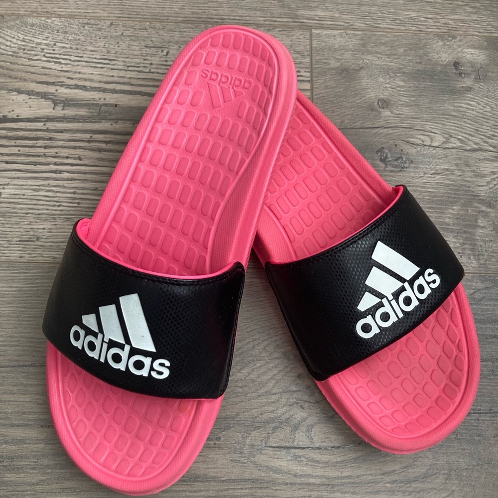 Women’s Adidas pink and black size 8 slides